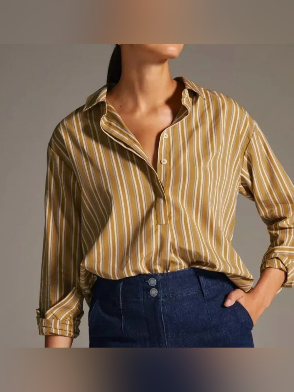 Anthropologie button pullover small tunic blouse oversized will fit up to Med